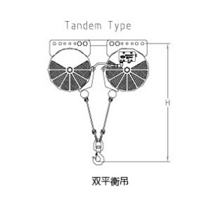 KAB-T450并連氣動平衡器尺寸圖